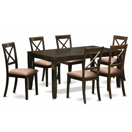 East West Furniture 7 Piece Dining Table Set-Kitchen Tables With Leaf Plus 6 Chairs For Dining Room LYBO7-CAP-C